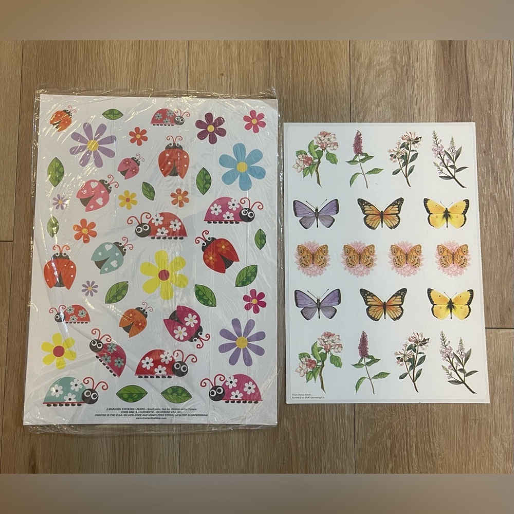 Ladybugs Butterflies Flowers Stickers